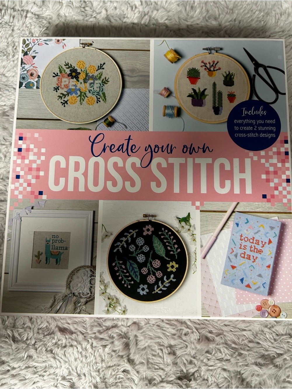 Create Your Own Cross Stitch Kit – Pink Floral & Cactus Designs